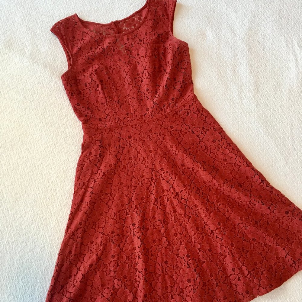 WHBM Red Lace Fit & Flare Dress, w/Pockets!